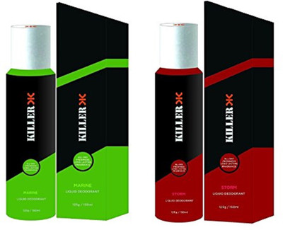 

Killer Strom And Marine Liquid Deodorant 150ML Each (Pack of 2) Deodorant Spray - For Men & Women(150 ml, Pack of 2)