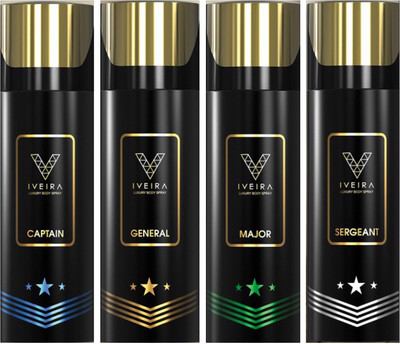 

IVEIRA Captain & General & Major & Sergeant Body Spray - For Men(660 ml, Pack of 4)