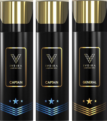 

IVEIRA 2 Captain & 1 General Body Spray - For Men(495 ml, Pack of 3)