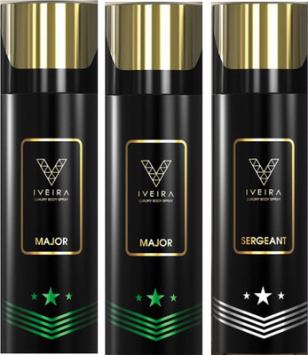 

IVEIRA 2 Major & 1 Sergeant Body Spray - For Men(495 ml, Pack of 3)