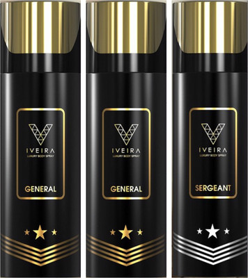 

IVEIRA 2 General & 1 Sergeant Body Spray - For Men(495 ml, Pack of 3)