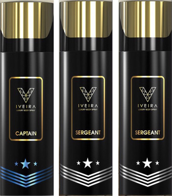 

IVEIRA 1 Captain & 2 Sergeant Body Spray - For Men(495 ml, Pack of 3)