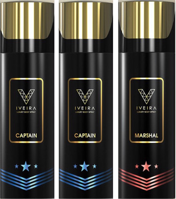 

IVEIRA 2 Captain & 1 Marshal Body Spray - For Men(495 ml, Pack of 3)