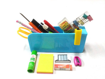 Yes 4 Compartments Plastic Desk Organizer(Blue, Orange, Green)