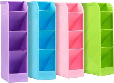 

Yes 4 Compartments Plastic Desk Organizer(Blue, Green, Purple, Pink)