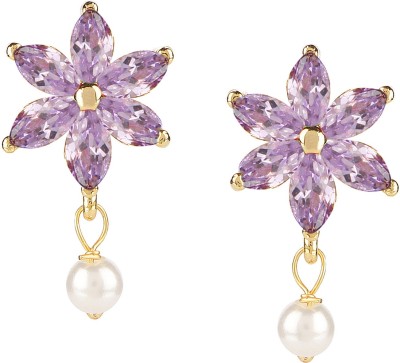 Efulgenz Floral Collection Cubic Zirconia Alloy Drops & Danglers