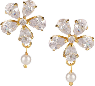 Efulgenz Floral Collection Cubic Zirconia Alloy Drops & Danglers