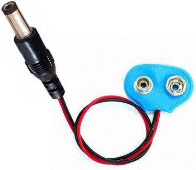 

e4u 9V Battery Snap Cap + Standard 5.5 x 2.1mm DC Male Jack Connector With 4" Wire Electronic Components Electronic Hobby Kit