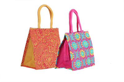 

CSM Combo of 2 jute bag for lunch Pack of 2 Grocery Bags(Multicolor)