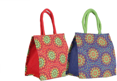 

CSM Jute bag for lunch combo of 2 Pack of 2 Grocery Bags(Multicolor)