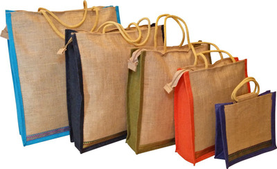 

Homekitchen99 CSM Combo Of 5 Multipurpose Jute - Assorted Colors Pack of 5 Grocery Bags(Multicolor)