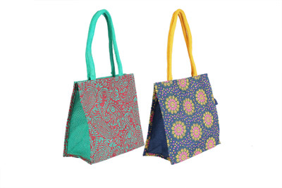 

CSM Combo of 2 jute bag for lunch Pack of 2 Grocery Bags(Multicolor)
