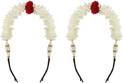 EKAN Hair Gajra, Flower Gajra, Hair Accessories For Women And Girls Wedding Use, Set Of 2 Bun(White)