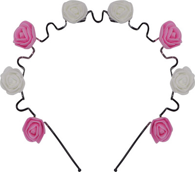 

Majik New Style ZigZag Hair Clips Floral Hair Bands For Kids, Girls And Women Head Band, Hair Band(Pink, White)