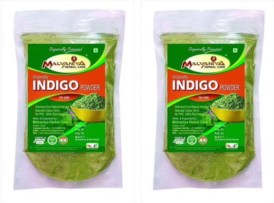 

Malvaniya Herbal Care Indigo Powder For Hair | 100% Natural Organically Processed Hair Dye (510 Grams)(Per Pkt 255g) Hair Color(Green)