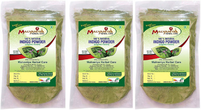 

Malvaniya Herbal Care Indigo Leaves Hair Powder| 100% Natural Herbal Powder for Hair Colorant Naturally Pack of 3 by (227 Grams) Hair Color(Green)