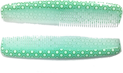 

A2Z Combs Polka Dots Green Hair Comb Fine Teeth (Pack of 2) / Hair comb set / Hair comb for men / Hair Comb for Women / Combs with handle / Combs for men / Comb for Women