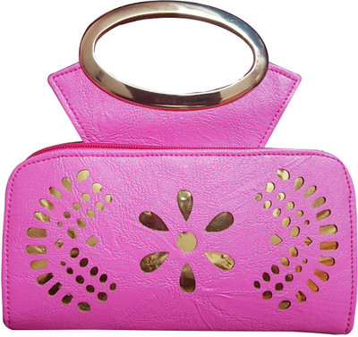 

Bloomtail Hand-held Bag(Pink, Gold), Gold;pink