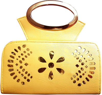 

Bloomtail Hand-held Bag(Yellow, Gold), Gold;yellow