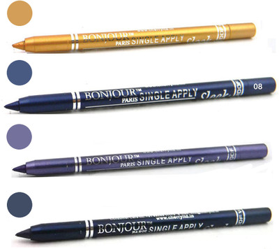 

Bonjour Paris Long lasting shocking color kajal(golden, navy blue, purple, party blue)