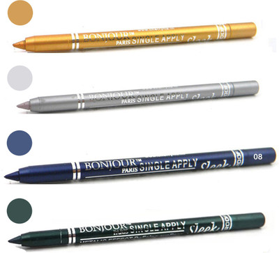 

Bonjour Paris Long lasting shocking color kajal(golden, silver, navy blue, green.)