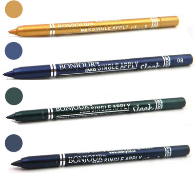 

Bonjour Paris Long lasting shocking color kajal(golden, navy blue, green, party blue)