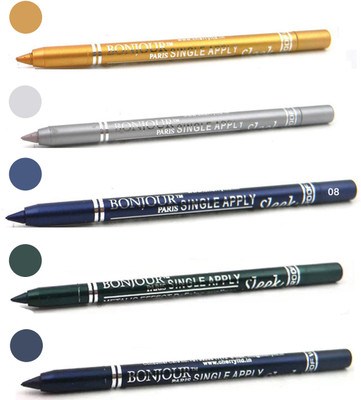 

Bonjour Paris Long lasting shocking color kajal(golden, silver, navy blue, green, party blue)
