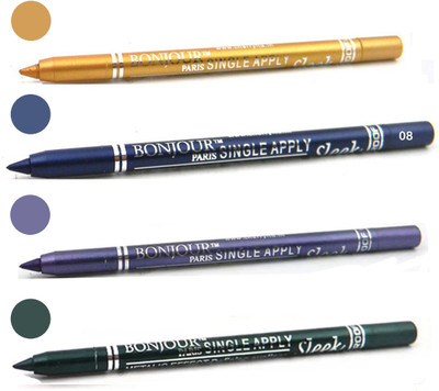 

Bonjour Paris Long lasting shocking color kajal(golden, navy blue, purple, green)