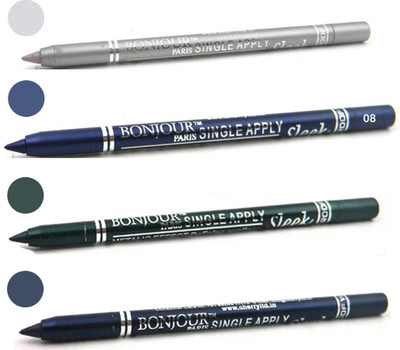 

Bonjour Paris Long lasting shocking color kajal(silver, navy blue, green, party blue)