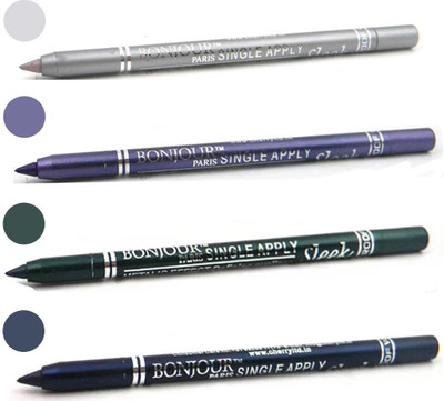 

Bonjour Paris Long lasting shocking color kajal(silver, purple, green, party blue)
