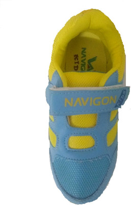 

Navigon Boys & Girls Velcro Running Shoes(Light Blue, Yello-blu