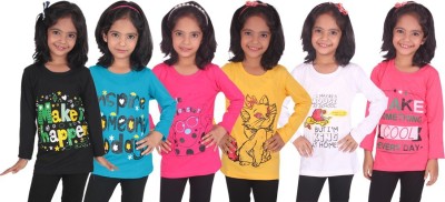 FASHA Girls Casual Cotton Blend Full Sleeve Top(Multicolor, Pack of 6)