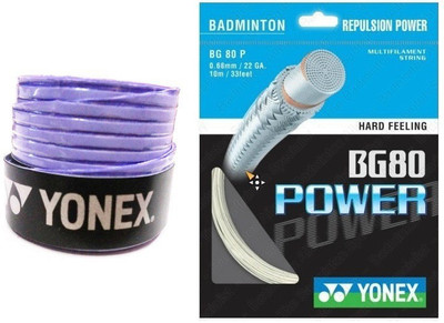 

Yonex Combo of two - One 'BG 80 Power' Badminton String Guage and one 'E tech' Badminton Grip Badminton Kit