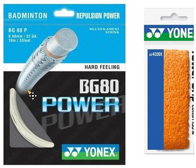 

Yonex Combo of two - One 'BG 80 Power' Badminton String Guage and one 'Towel' Badminton Grip (Color On Availability) - Badminton Kit