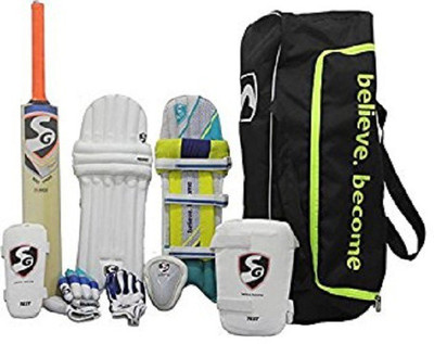 

SG - Kashmir Willow Economy Cricket Kit (size - 6) (Contains - One Eco combo kit bag, One Pair of 'Campus' Batting gloves (Right Handed), One 'RSD Spark' Kashmir willow cricket Bat-, One 'Test' Elbow Guard, One 'Test' Thigh Guard, one 'Tournament' Abdomin