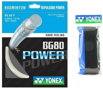 

Yonex Combo of two - One 'BG 80 Power' Badminton String Guage and one 'Towel ' Badminton Grip (Color On Availability) - Badminton Kit