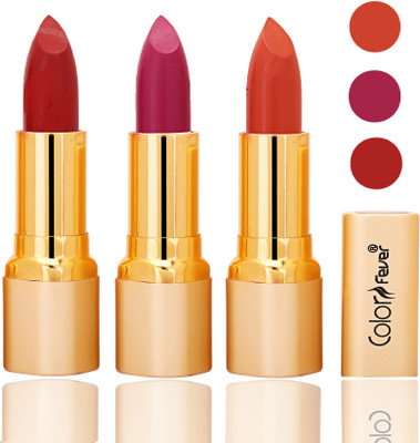 

Color Fever lipstick with Vitamin E, Enriched soft and smooth 9 to 5 matte(red, purple, brick orange, 12 g)