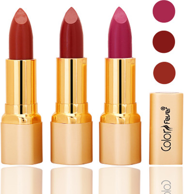 

Color Fever lipstick with Vitamin E, Enriched soft and smooth 9 to 5 matte(dry orange, mauve, purple, 12 g)