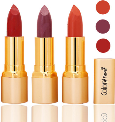 

Color Fever lipstick with Vitamin E, Enriched soft and smooth 9 to 5 matte(red, plum, brick orange, 12 g)