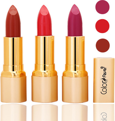 

Color Fever lipstick with Vitamin E, Enriched soft and smooth 9 to 5 matte(dry orange, red, purple, 12 g)