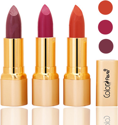 

Color Fever lipstick with Vitamin E, Enriched soft and smooth 9 to 5 matte(plum, purple, brick orange, 12 g)