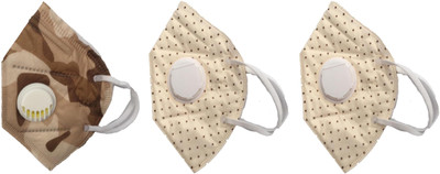 

Vritraz N95 PM 2.5 Anti-Pollution Activated Carbon Face Mask with Breathing Valve (Brown,Cream,Cream,Pack of 3) Mask
