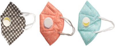 

Vritraz N95 PM 2.5 Anti-Pollution Activated Carbon Face Mask with Breathing Valve (Check,Pink,Turq,Pack of 3) Mask