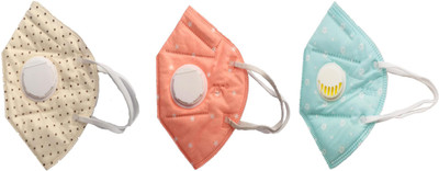 

Vritraz N95 PM 2.5 Anti-Pollution Activated Carbon Face Mask with Breathing Valve (Cream,Pink,Turq,Pack of 3) Mask