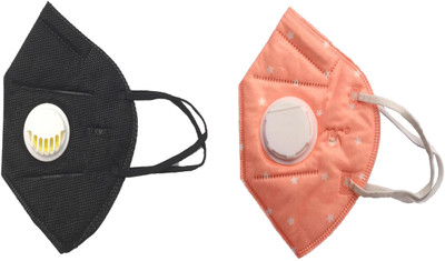 

Vritraz N95 PM 2.5 Anti-Pollution Activated Carbon Face Mask with Breathing Valve (Black,Pink,Pack of 2) Mask