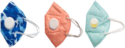 

Vritraz N95 PM 2.5 Anti-Pollution Activated Carbon Face Mask with Breathing Valve (Blue,Pink,Turq,Pack of 3) Mask