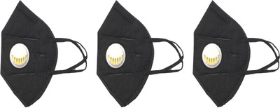 

Vritraz N95 PM 2.5 Anti-Pollution Activated Carbon Face Mask with Breathing Valve (Black,Black,Black,Pack of 3) Mask