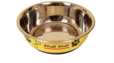 

Wuff Wuff Round Stainless Steel Pet Bowl(500 ml Yellow)