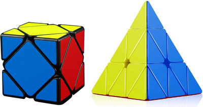 

Rubik's Domino Skewb Black & Pyraminx Stickerless Cube Bright Colors 3D Brain Teaser Puzzle Recommended for 3 -99 yrs (Combo of 2)(2 Pieces)