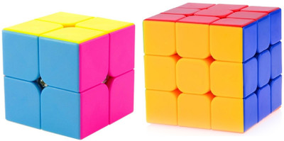 

Rubik's Domino 2x2 & 3x3 HMC Stickerless Cube Bright Colors 3D Brain Teaser Puzzle Recommended for 3 -99 yrs (Combo of 2)(2 Pieces)